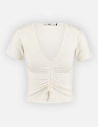 Cropped T-shirt v-neck