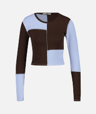 Crop Top Colorblock Blue/Brown