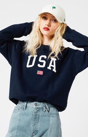 Sweater USA Text Embroidery