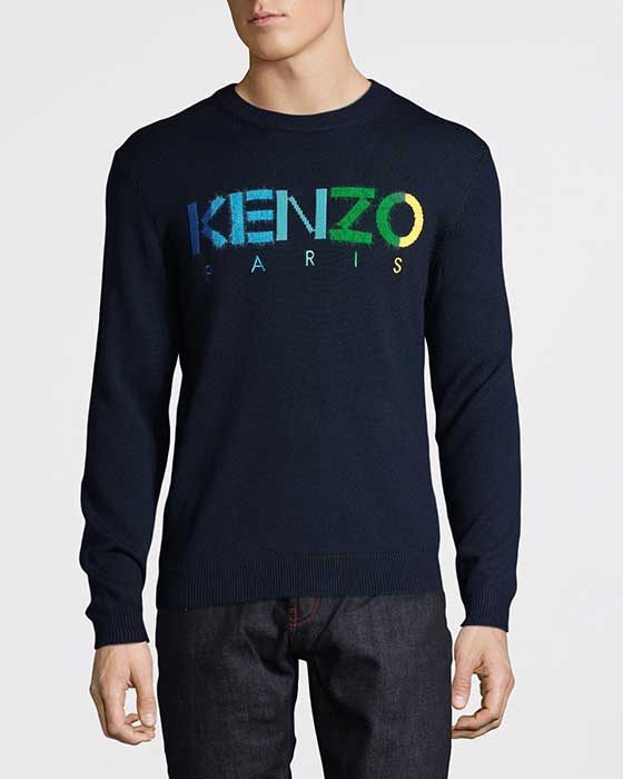 Kenzo Stickad Tröja Marinblå Kenzo Stickad Tröja Marinblå